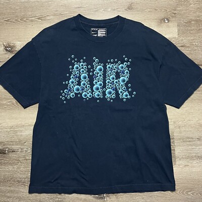 Vintage 2000s Nike Air Bubbles Logo Spellout Shirt XL Faded Navy