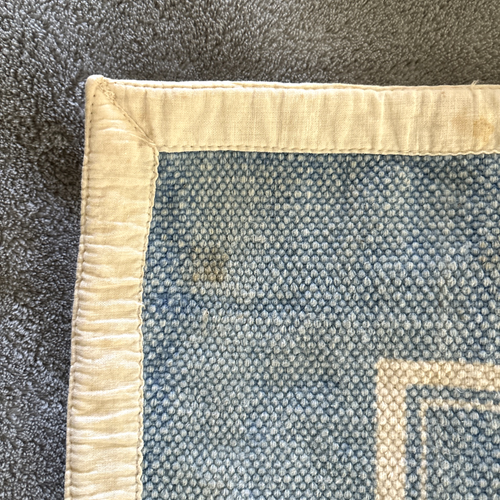 VTG 1950s Nursery Accent Rug 21x33 Child Blue White Bunny Bear Fox Cottagecore - Picture 16 of 17