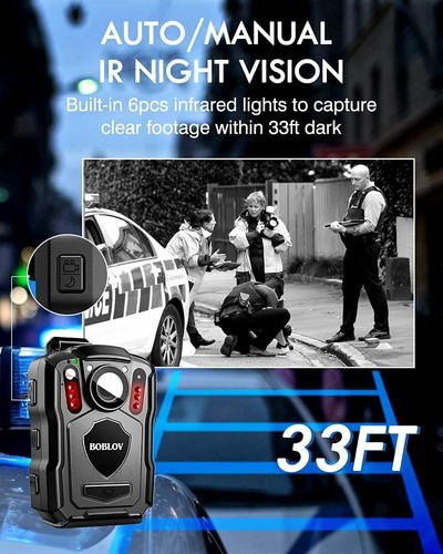 BOBLOV M5 Body Camera HD 1440P 128G GPS car dash Camera police Camcorder 4200MAH - Picture 7 of 11