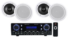 Rockville BLUAMP 100 Home Stereo Receiver Amplifier 4 8" Ceiling Speakers