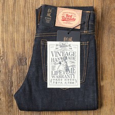 Red Tornado Men's Slim Jeans 16oz Raw Selvage Denim Pants Men Jeans Blue ONEWASH