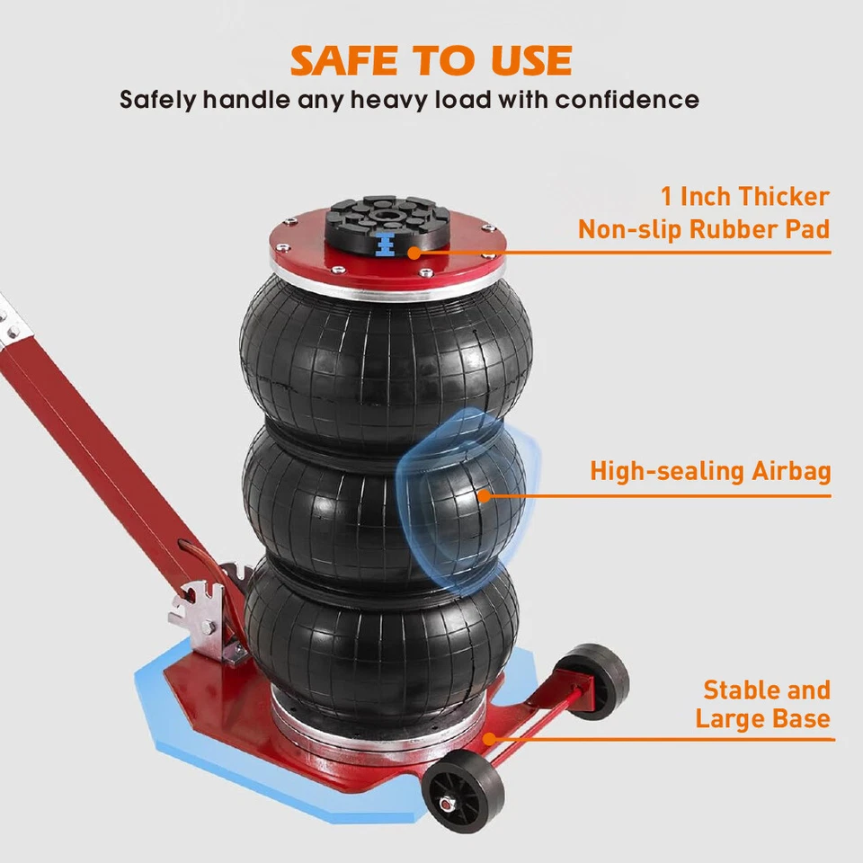 5 Ton/11000 lbs Triple Bag Air Jack Pneumatic Jack Car SUV Lifting Heavy Duty Au - image 4 of 4