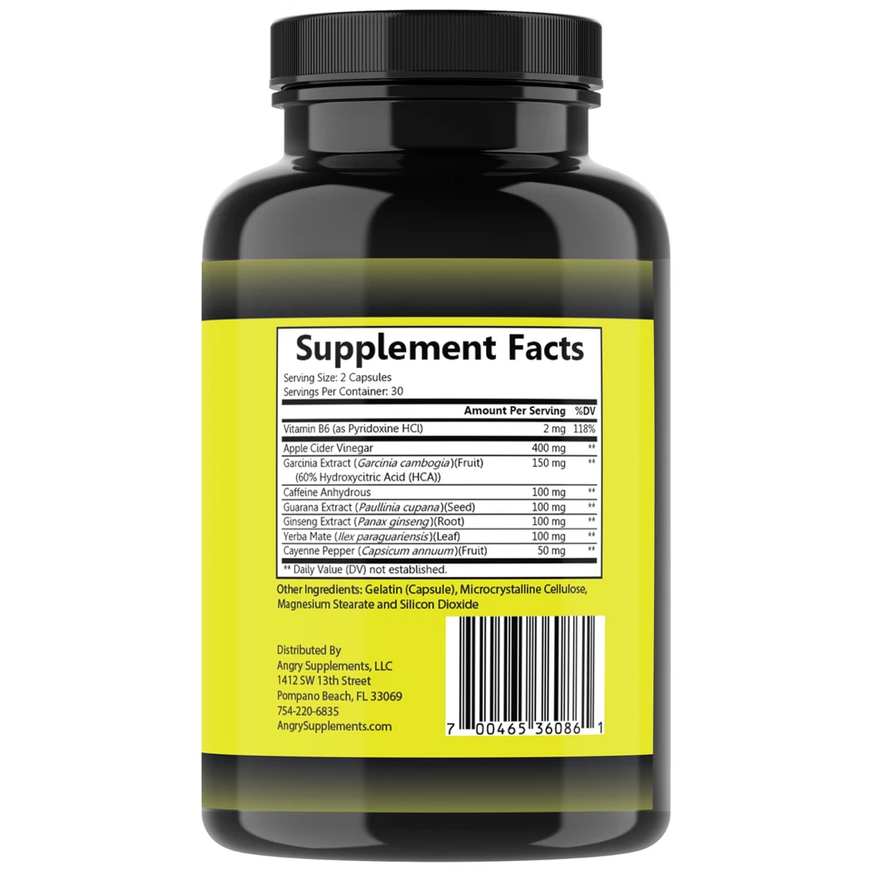 Angry Energy All Natural Energy Booster with Caffeine and Garcinia Cambogia 3PK - Image 4 of 4
