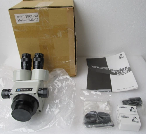 Meiji Techno EMZ-13 Zoom Stereo Microscope + 2x MA502 + Manual