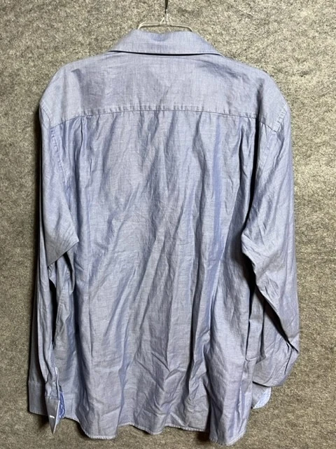 Camisa social masculina Nautica 2XL azul com botões manga longa 18 36/37 tecido - Imagem 2 de 4