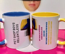 *NEW OFFER* 2x PET SHOP BOYS RELENTLESS '93 (v.02) COFFEE MUGS [BLUE/YELLOW]
