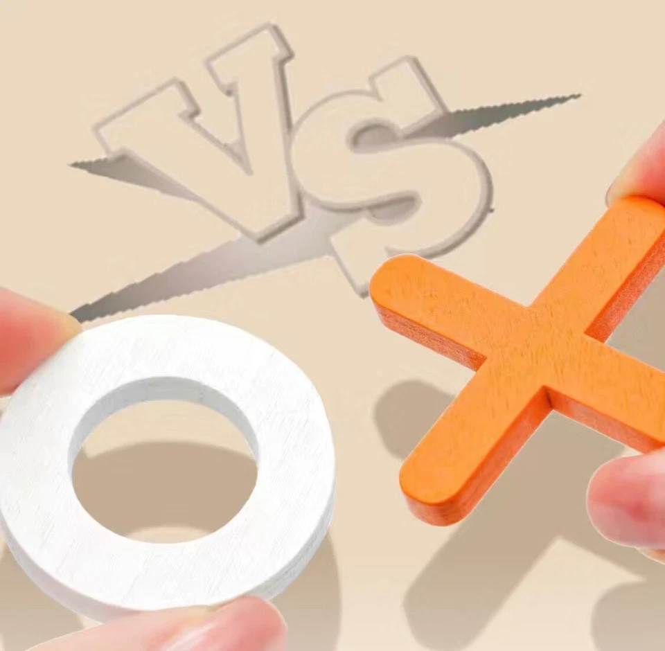 Wooden Tic Tac Toe Board Game Kids Toys Brain Games Puzzles - Image 4 of 4