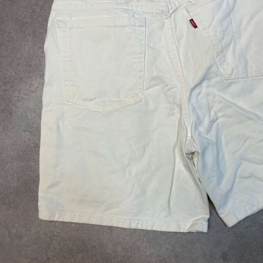 Levis Denim Shorts Womens Jorts USA Baggy 90s Vintage Bottoms, White 28" image 9