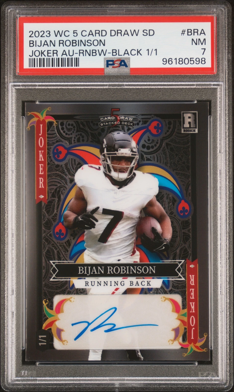 Bijan Robinson Wild Card 5 Card Draw Stacked Deck Joker Autographs #BRA Crystal Foil-Gold 1/1