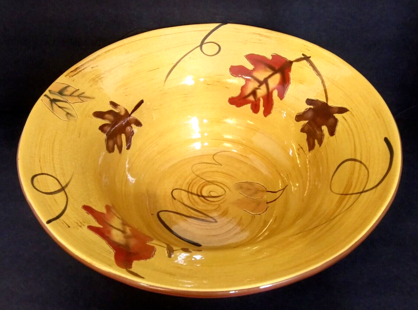 Giftcraft Decorative Leaf Pattern Brown Multi-Color Bowl 15W x 7H x 6D  