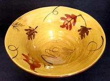 Giftcraft Inc Bowl Decorative Leaves Pattern Brown Multi Color 15 W x 7 H x 6 D