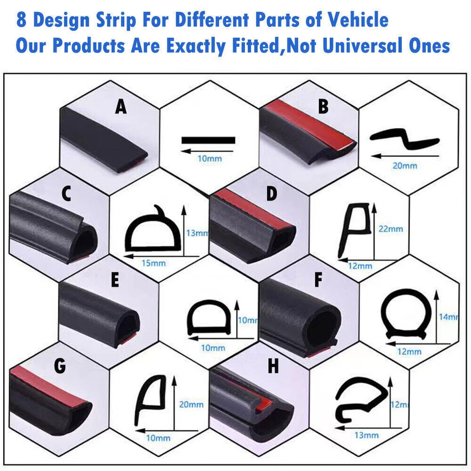 Door Seal Strip Kit Rubber Weather Draft Wind Noise Reduction For Infiniti QX70 - image 3 of 4