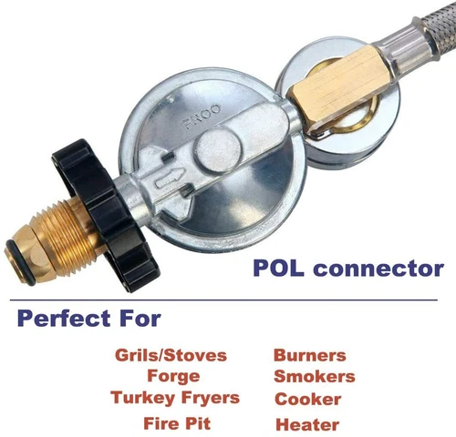Regolatore Propano Regolabile Alta Pressione 12 Ft 0-30 PSI con Manometro per Griglia - Foto 6 di 19