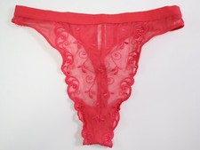 VTG 90s Victoria's Secret Sheer Lace Embroidered High Cut Thong Panty MEDIUM