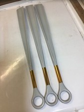 3 Long Plastic Shoe Horns 19.25  With Handle For Easy Hanging Light Gray Color