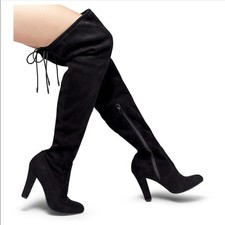 Over-The-Knee Black Microsuede Tall Boots, Mossimo Mariah - BRAND NEW