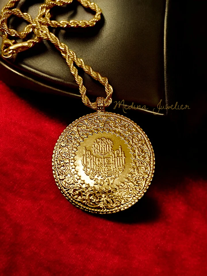 Resat Altin Tugra Altin Zincir Gold Münze Kette 22 Ayar Altin Kaplama Atatürk - Bild 2 von 4