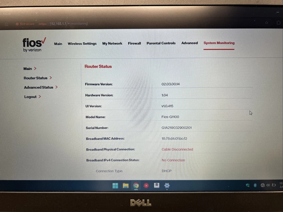 Verizon G1100 Router FiOS-G1100 Dual Band W/AC &Cat 5E With Stand(Fios Firmware) - Image 4 of 4