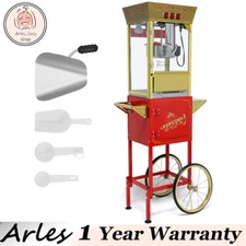 Movie Theater Popcorn Machine Cart w/ 12oz Stainless Steel Kettle Vintage Popper