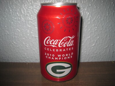 Coca-Cola Green Bay Packers 2010 World Champions Bottom Opened Soda Can