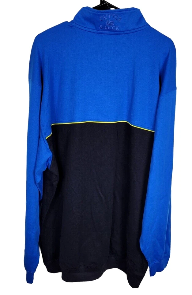 NWT Cutter & Buck 1/4 Zip Jacket Pullover Golf Pima Cotton Mens Bright Blue 1X B - Image 2 of 4