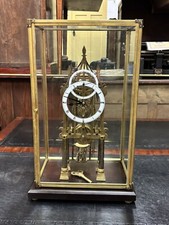 Large Chain Fusee Cathedral Skeleton Clock With Case And Key.