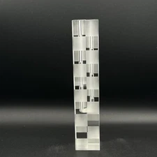 Checker Board Heavy Handmade Signed Lucien Piccard Crystal Vase 10 Inch