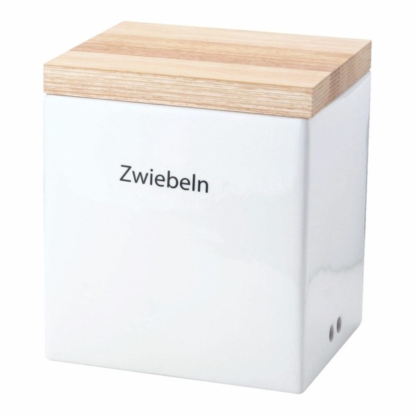 Continenta Vorratsdose Mit Holzdeckel Keramik Gummibaumholz Weiß 18X15.5X20.5 Cm-image