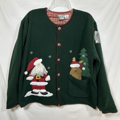 NWT Vintage Take Two Clothing Co. Ugly Christmas Cardigan Embroidered Women's L