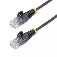 Image of StarTech 15m Black Slim CAT6 Ethernet Cable Snagless 100W PoE UTP LSZH 28AWG ...