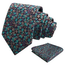 Mens 3.15inches Exquisite Floral Tie with Small Flower A142-teal purple brown
