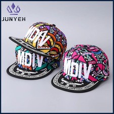 Floral Hip-hop Baseball Cap Boys Girls Embroidered Letters Flat Brim Sunshade.