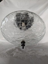 Vintage 1970s Retro Crackle Glass Ceiling Light Fixture Chandelier Mid Century
