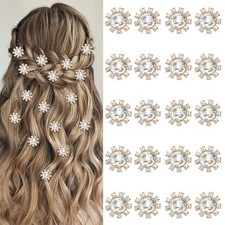 20 Pcs Mini Rhinestone Hair Clips Small Crystal Flower Hair Clips Hair Gold