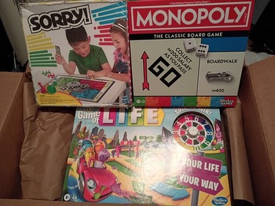 Game of Life,   Monopoly Board Game | Classic, and Sorry  HASBRO