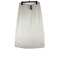 Maxi Falda J. Jill Pure Jill Blanca 100% Lino Aberturas Laterales Forrada Talla Pequeña