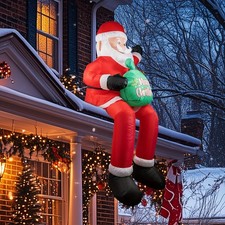 5.6 FT Christmas Inflatable Santa Claus Outdoor Decorations, Blow up Red Garden