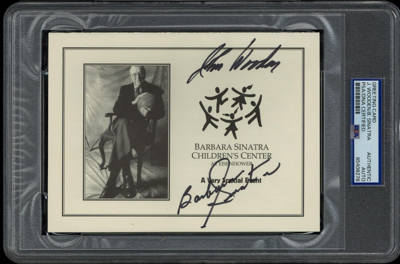 John Wooden Autographed Signed Barbara Sinatra Dual Invitation PSA/DNA Auto ID:473123 