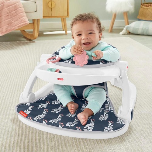 Fisher-Price Portable Baby Chair Sit-Me-Up Floor Seat With Snack Tray Navy - Picture 2 of 6