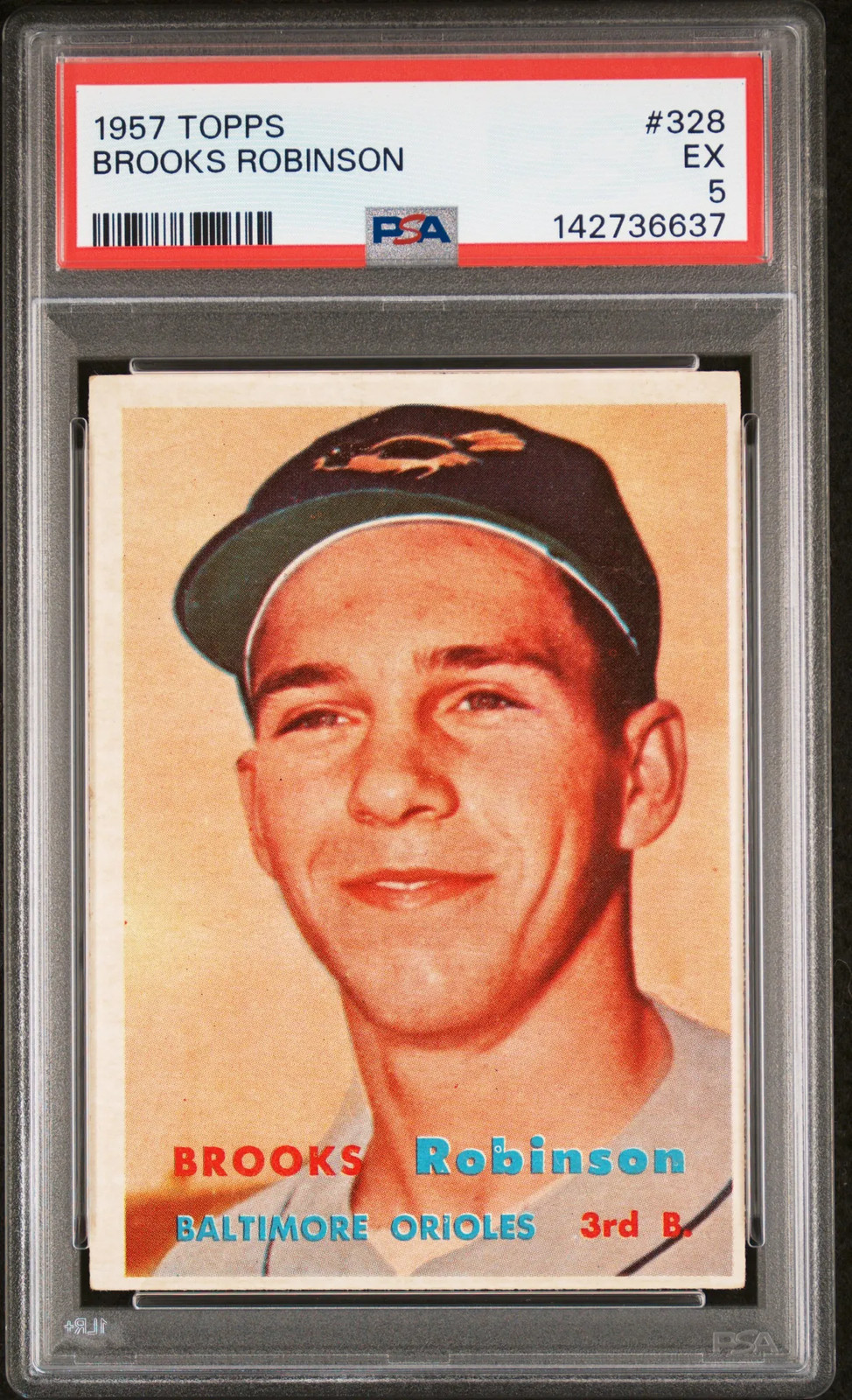 1957 Topps #328 Brooks Robinson Rookie HOF Orioles PSA 5