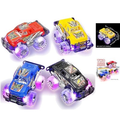 Interactive Push-&-Go Monster Trucks with Colorful LED Wheels - 2-Pack