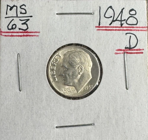 1948-D Roosevelt Dime – BU – Brilliant Uncirculated – 90% Silver – Denver Mint