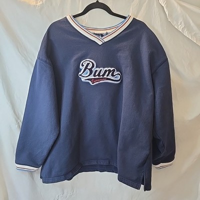 Vintage 90s B.U.M Equipment V-neck Sweatshirt Blue Size 4X Retro Raised Logo