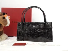 Cartier handbag cabochon croco black tote bag 11.6*6.2*3.3 inch