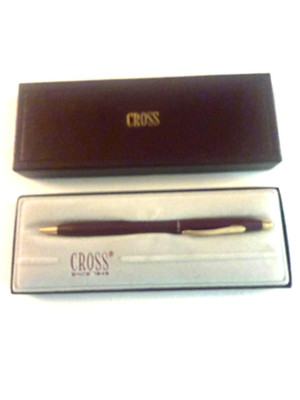 New/Older matt burgundy Cross 2202 Ball Pen Box Excellent Johnson & Johnson