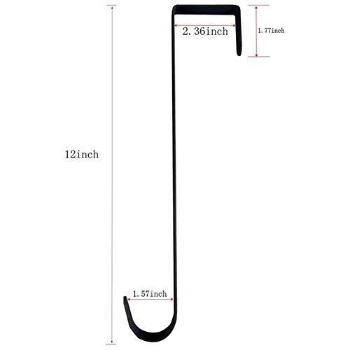 Norgail 12-Inch Over-The-Door Wreath Hanger Hooks - Heavy Duty Metal, Pack Of 2