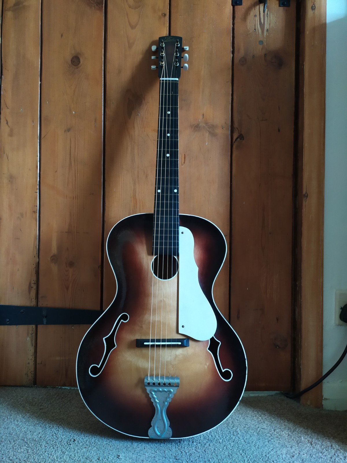 Vintage 1950s Famos Archtop Guitar By Egmond Tobacco Burst