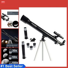 Refractor Telescope 50mm 600mm Altazimuth Mount 4 Eyepieces Barlow Lens