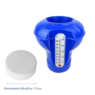 Dosierschwimmer maxi für 200 g Chlor-Tabletten inkl. Thermometer Chlordosierer