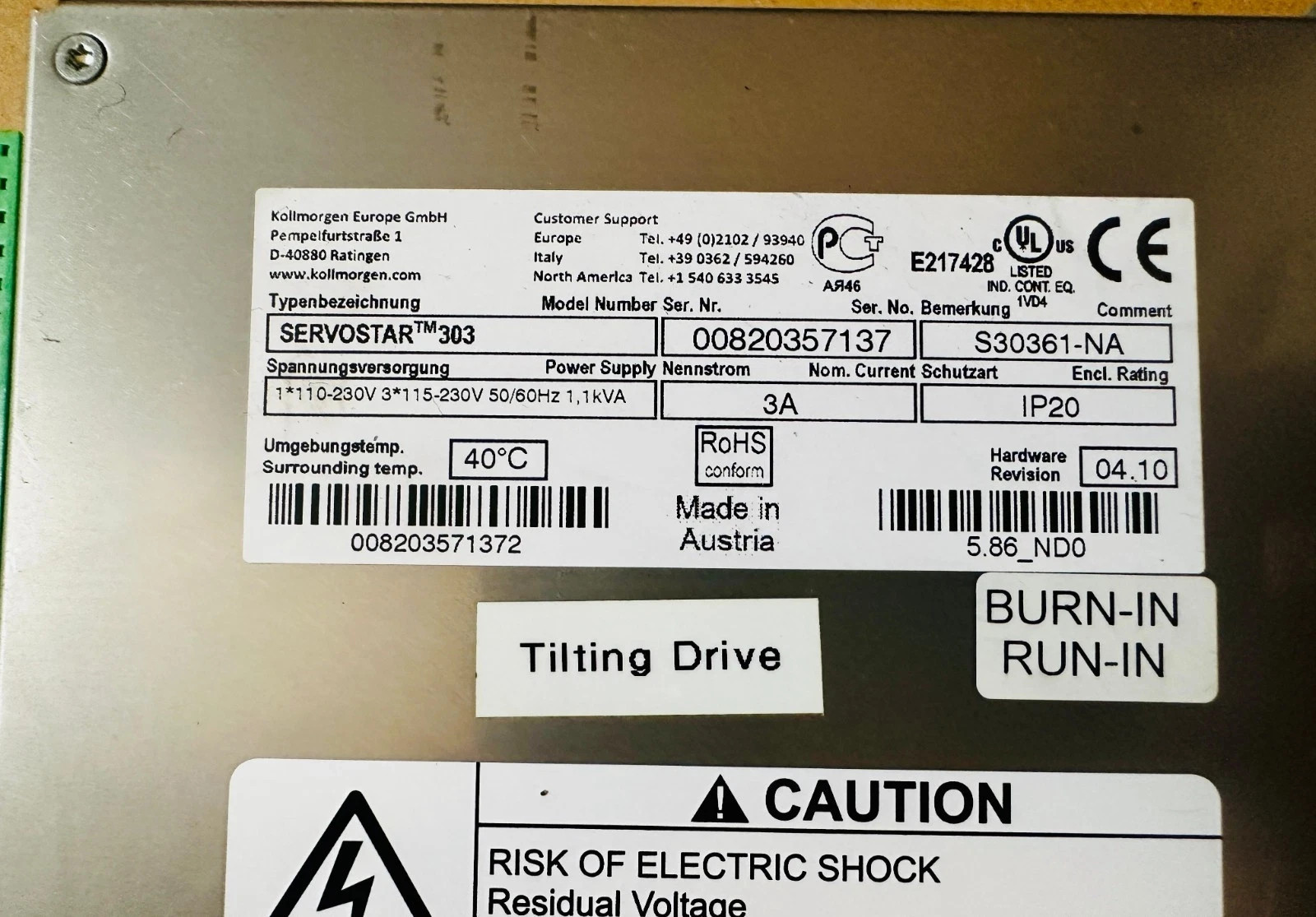 KOLLMORGEN S300 SERVOSTAR 303 S30361-NA